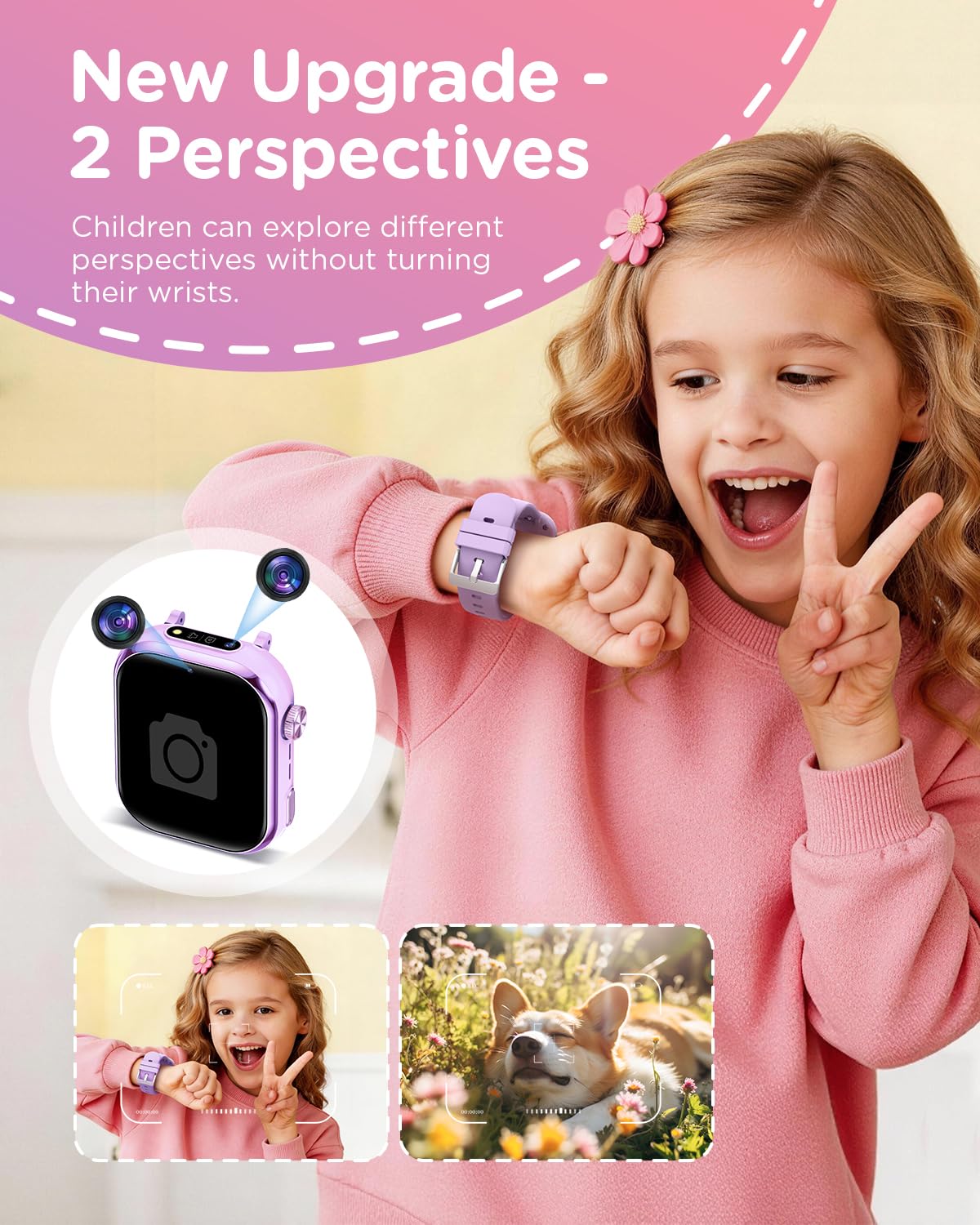 4G Reloj Inteligente Niña, 1.83'' HD Smartwatch Niñas con GPS y Llamadas, Videollamadas, Chat de Voz, Modo Escuela, Doble Cámara, Monitor de Sueño, Podómetro, Despertador IP68 para Niñas Niños Púrpura — view 7