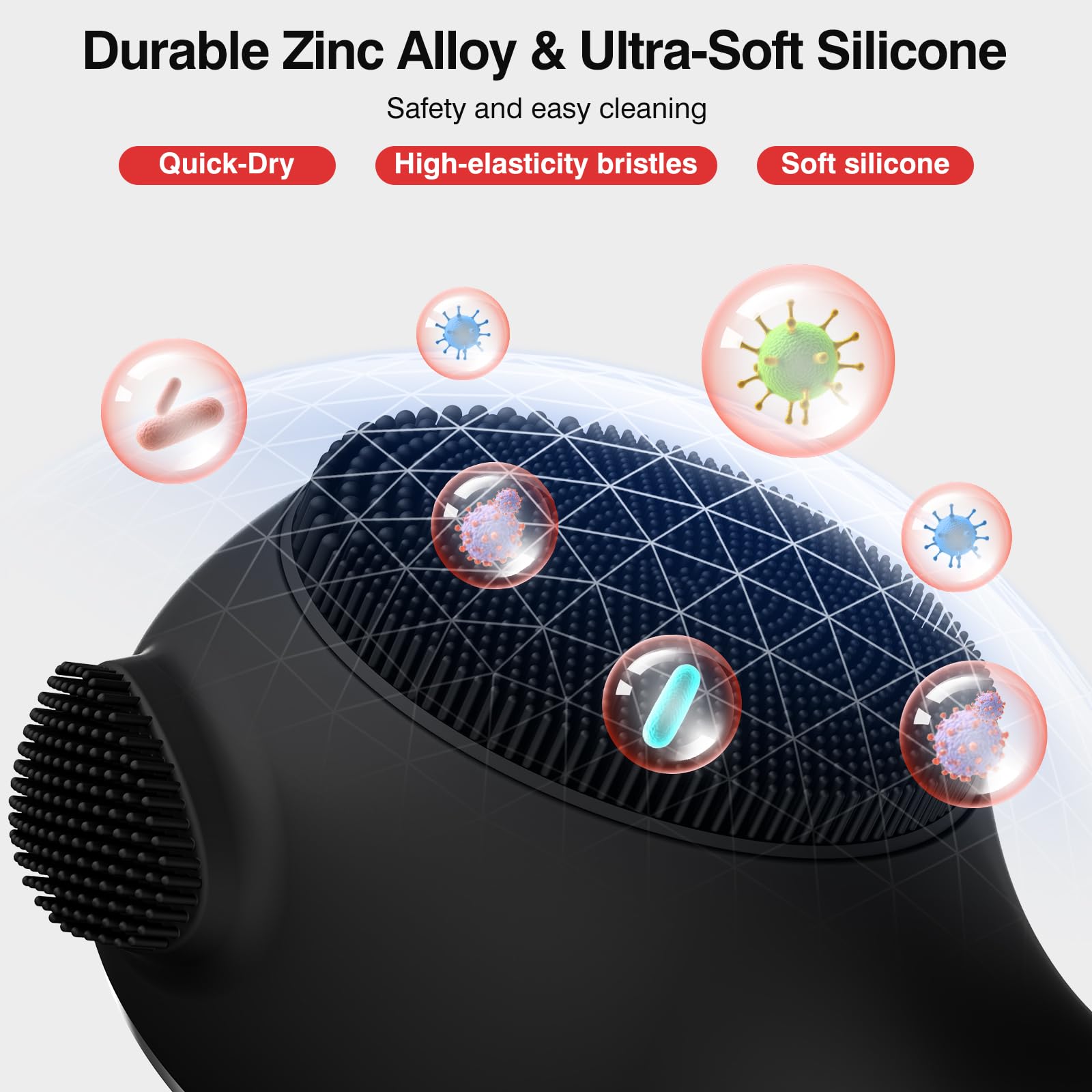 Exfoliante facial eléctrico, cepillo de limpieza facial de silicona recargable con punta de masaje térmico, limpiador facial vibrador para limpieza profunda, cepillo facial impermeable para hombres y