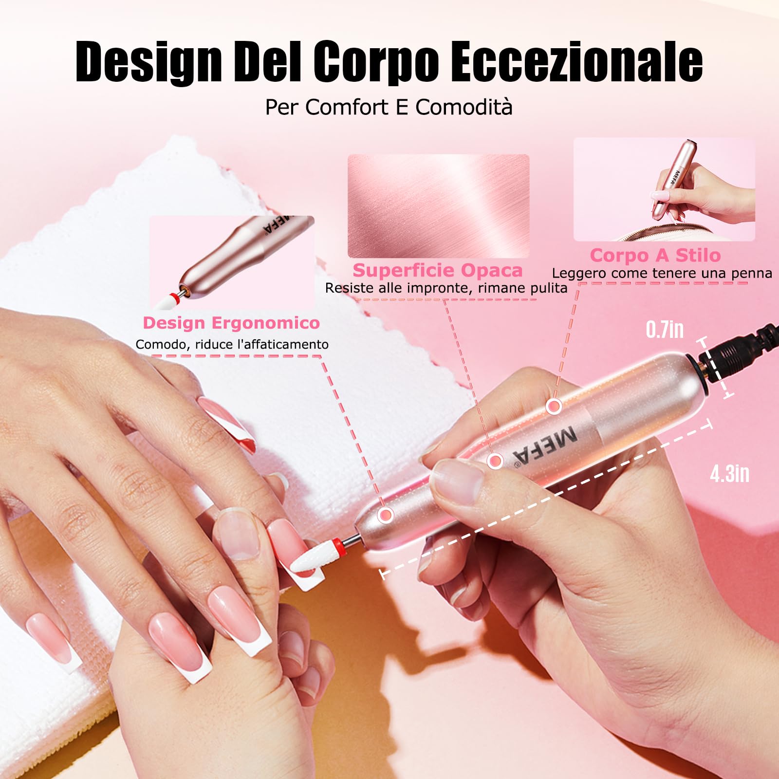MEFA Fresa per Unghie, 13 PCS Nail Drill 20000 RPM , Manicure e Set Pedicure, per Gel Ricostruzione Unghie, Semipermanente Unghie, Acrygel ,Togli Calli Piedi Set Manicure