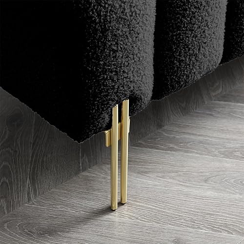 Miniatura 6 de Polibi Banco tapizado Sherpa de 53.2 pulgadas para el extremo de la cama, sofá de 2 asientos con respaldo ajustable y patas de metal dorado para