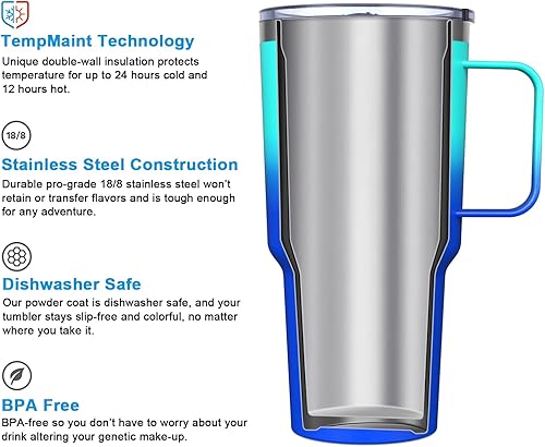 Miniatura 3 de Yoelike - Vaso de acero inoxidable, de 30 onzas, de doble pared con aislamiento al vacío, con tapa a prueba de salpicaduras, diseño de 25 patrones
