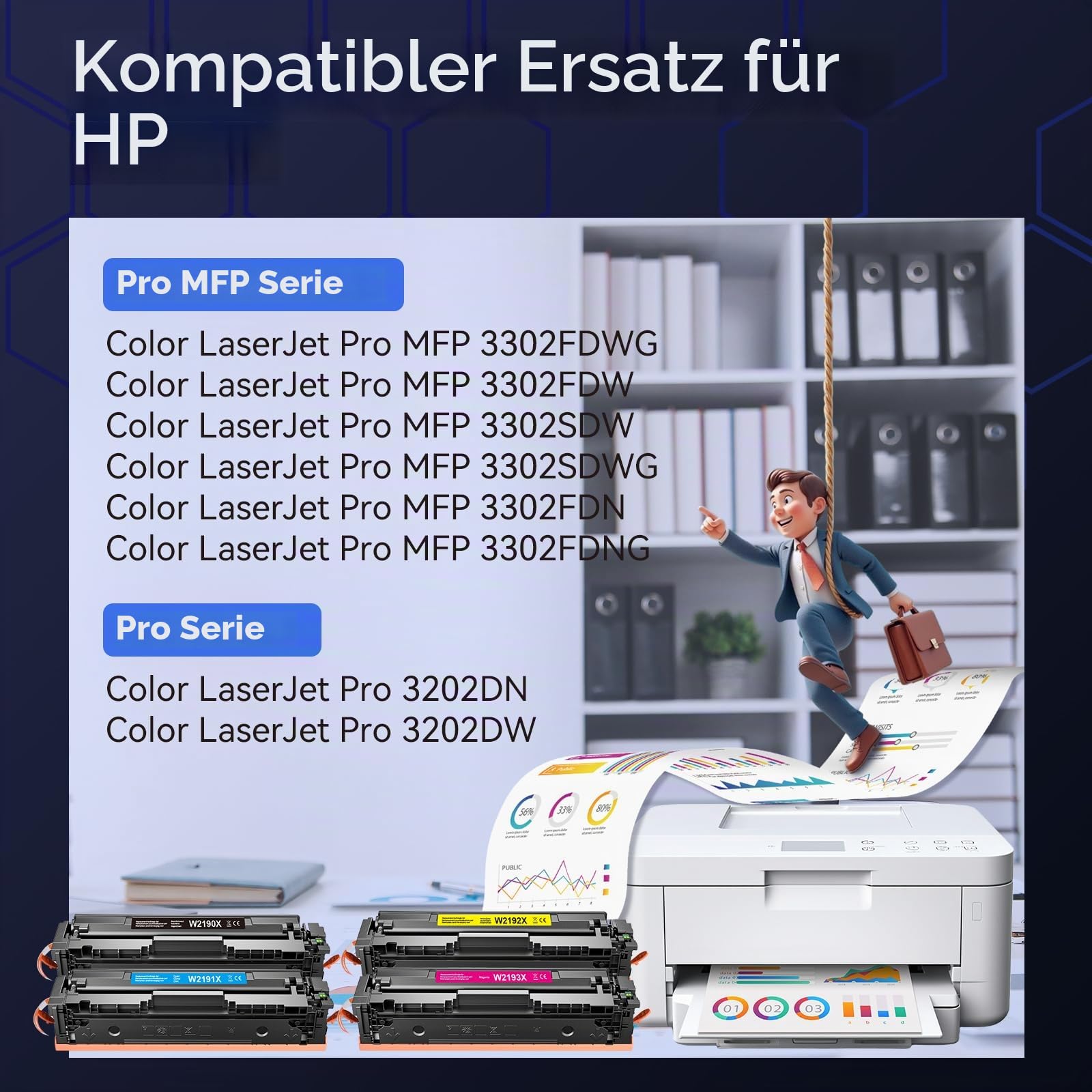 219X Mit Chip Kompatible für HP Color LaserJet Pro MFP 3302FDWG Toner 219X
