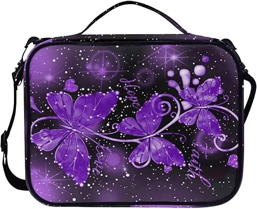 Miniatura 3 de Fundas para la Biblia para mujeres con mariposa morada, bolsa de Biblia de iglesia con asa, funda de Biblia