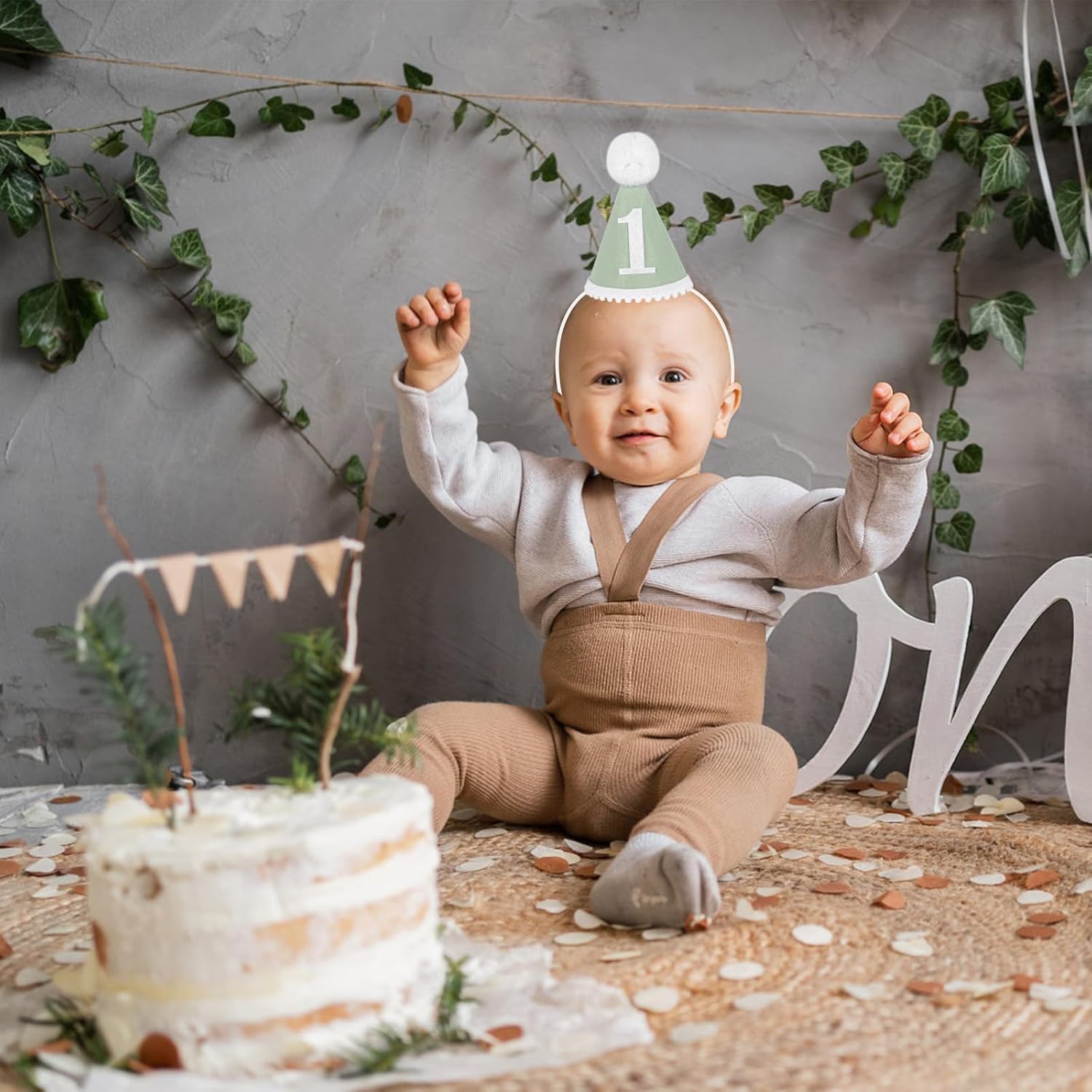 Winmany Baby 1st Birthday Hat Girls Boys First Birthday Photo Props Cake Smash Party Decorations