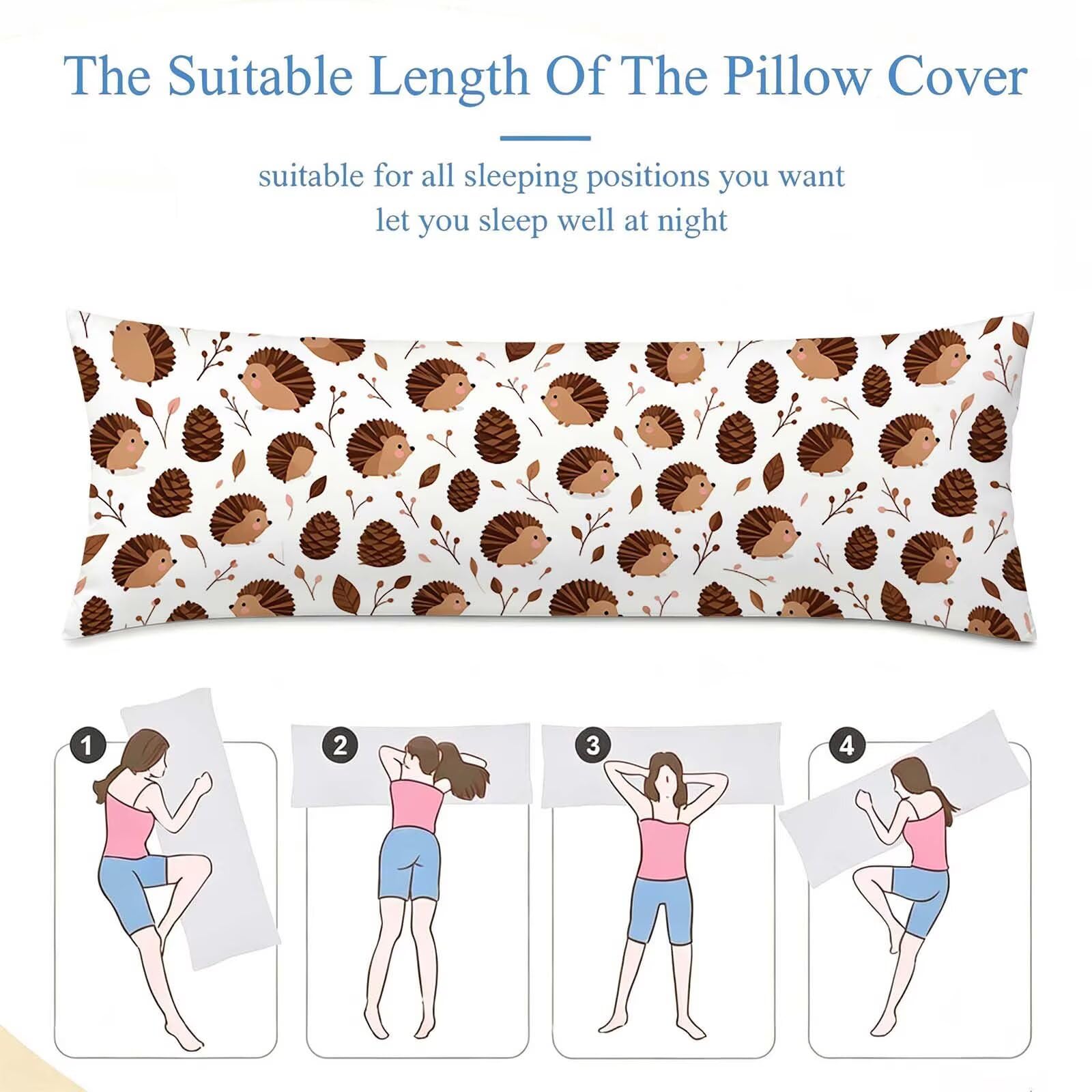 Fodera Cuscino 55 x 160 cm, Marrone-2 Velluto Copricuscini Letto, | con Invisibile Cerniera, Morbida e Traspirante, per biancheria da letto, divano, hotel, chi dorme sul fianco Riccio j-63