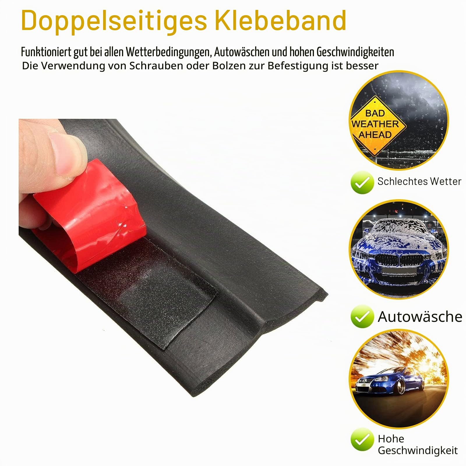 JMTBNO Frontspoiler Lippe, 2.5m / 8.2ft Universale Auto Gummi Tuning Front Stoßfänger Lip Splitter Spoiler Protector Aufkleber Schwarz für Pkw Truck SUV