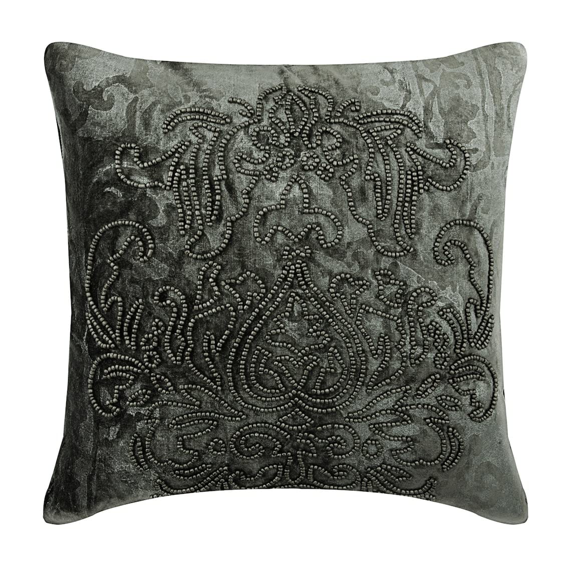 The HomeCentric Decorative Damask Cushion Cover, Pack of 2, 45x45 cm Silver Foil Velvet Cushioncase, Square Grey Silver Throw Cushions Cover Couch Cushion Cover, Modern Cushion Covers - Steel Damask โ image 1