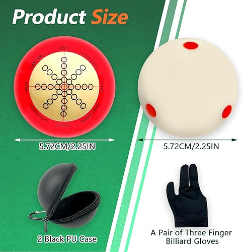 Miniatura 2 de 2 Pcs Billiards Cue Ball 2-14" Pool Cue Ball Practice Training Artifact with A Pair of Three Finger Billiard Gloves 2 Pool Box Bag Table Training