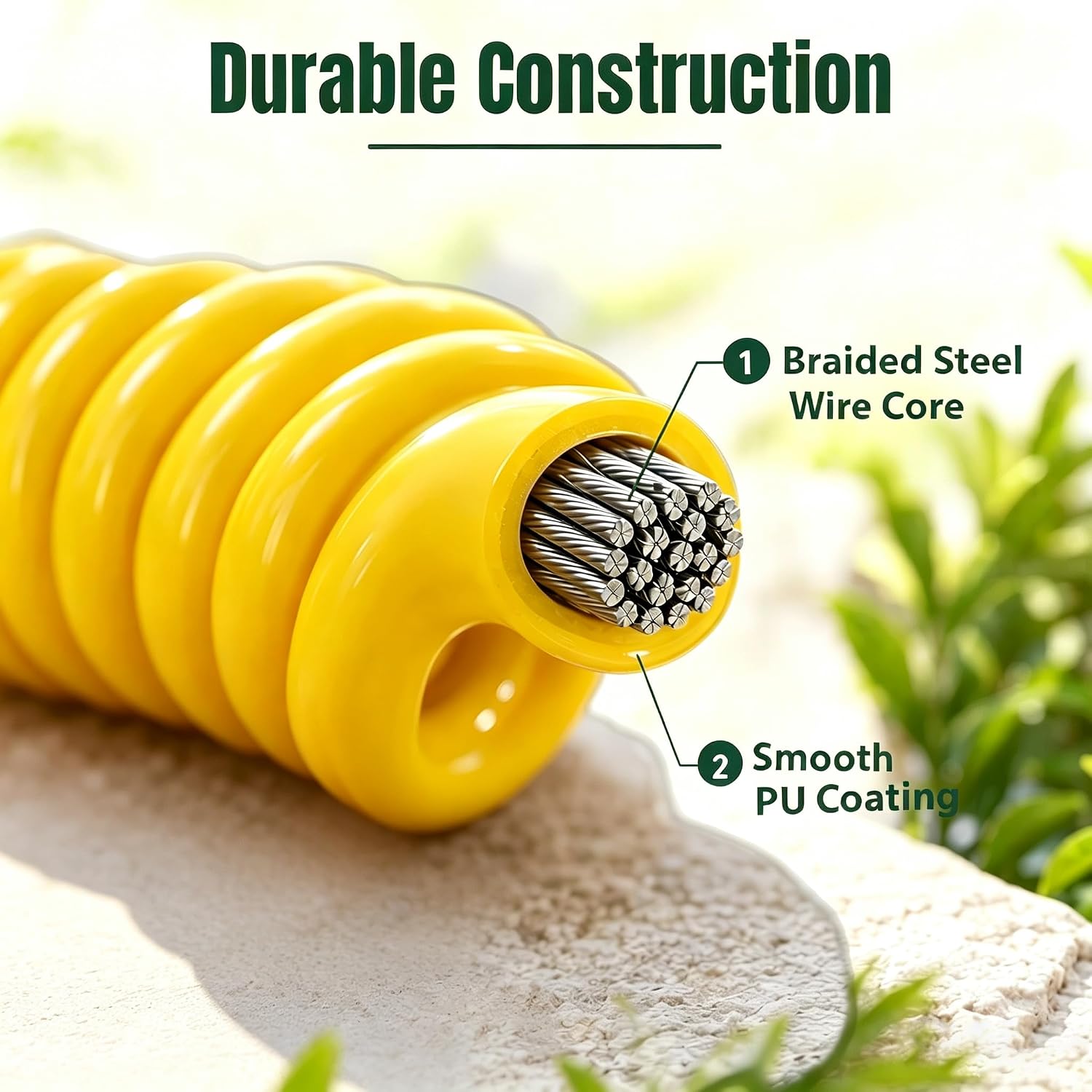 2PC Trailer Breakaway Cable 6FT Yellow for RV, Camper & Trailer