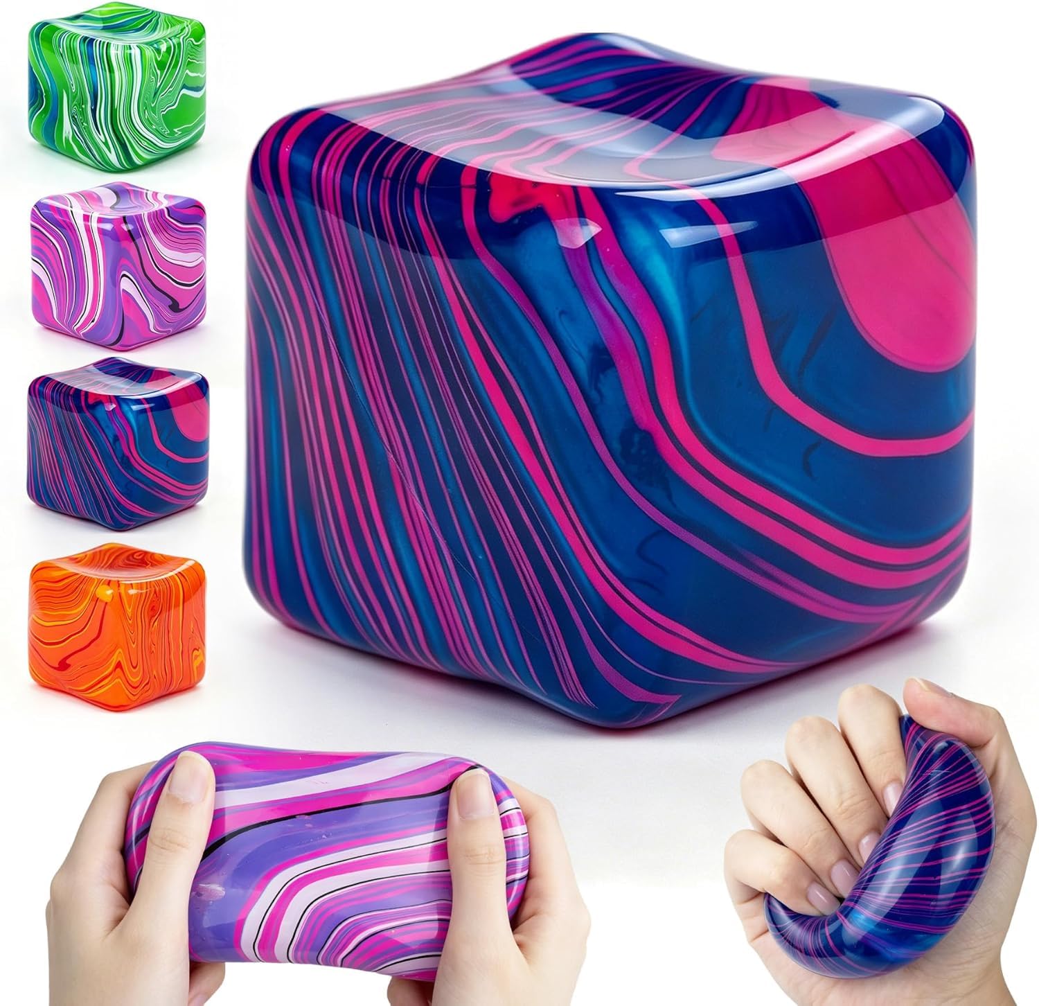 testlili 4pcs 3.5CM Squishy Cube - Swirl Stress Sensory Ball,Squishy Stress Relief Toys, Autism Fidget, Classroom Prize, Squishy Fidget Toys, Stress Balls â image 1