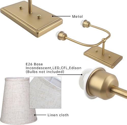 Miniatura 6 de Apliques de pared vintage de 2 luces con embudo de tela de lino, lámpara de tocador de baño de doble cabezal, lámparas de pared interiores para