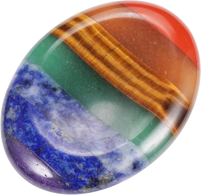 JSDDE Chakra Crystal Worry Stone for Anxiety Reiki Healing Crystals Thumb Pocket Palm Gemstone Meditation Stress Relieve