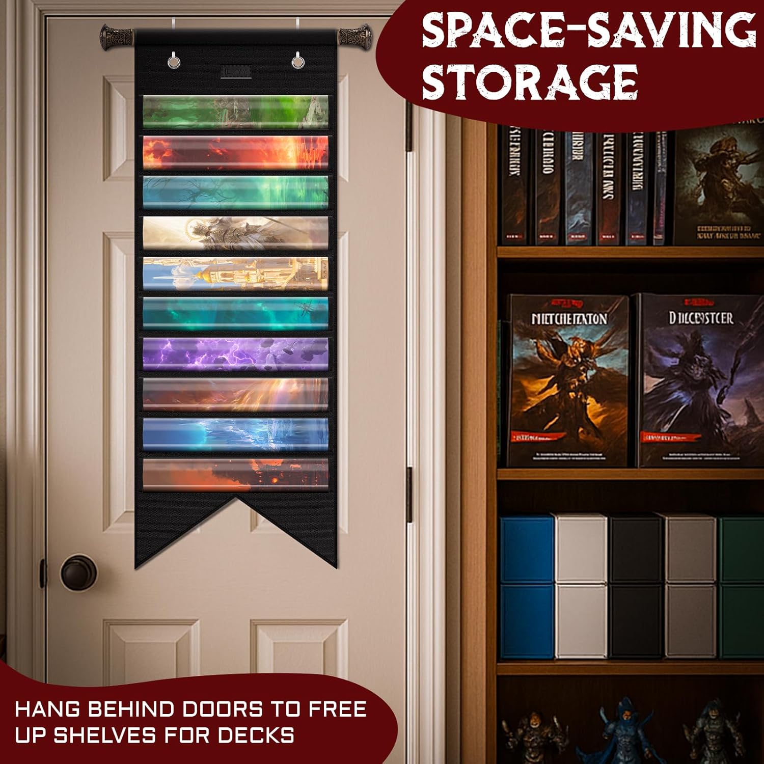 CZYY TCG Playmat Hanging Display Case with 10 Detachable Transparent Tubes – Roll-Up Card Game Mats Organizer Bag for MTG Players -Modular Velcro System, Travel-Friendly Storage Solution