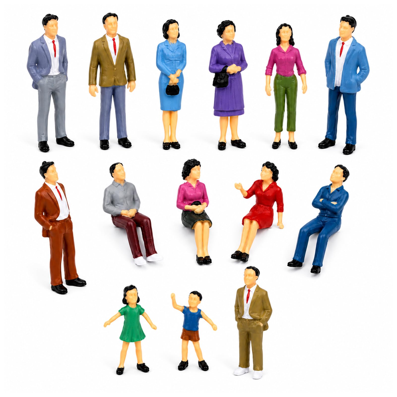 Ligynotu 14Pcs 1: 25 Scale Mini People Paint Figurines for Miniature Scenes