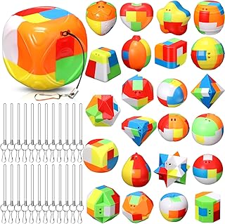 Syhood 24 Pieces Brain Teaser Puzzles for Kids and Adults Mind Game Toys Set,3D Plastic Unlock Interlock Puzzle,Cube,Ball, Barrel,Interlocking Sensory Educational Toys for Mind, IQ, Logic Test