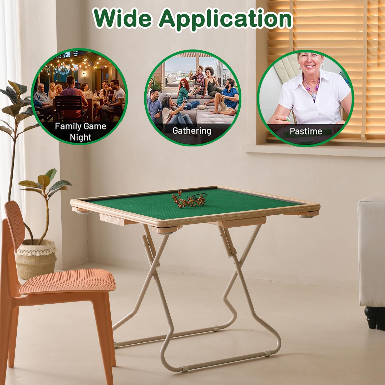 Tavolo pieghevole Mahjong e carte per 4 giocatori, design portatile con cassetti per blackjack e Texas Hold'em, perfetto per feste barbecue all'aperto