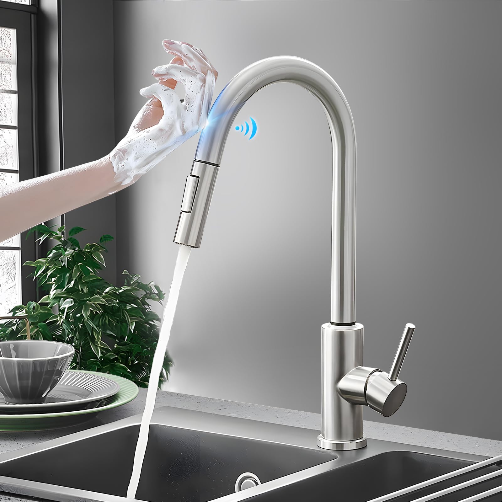 Amazon.co.jp: GHDVOP キッチンシンク用水栓 キッチン用水栓センサー  