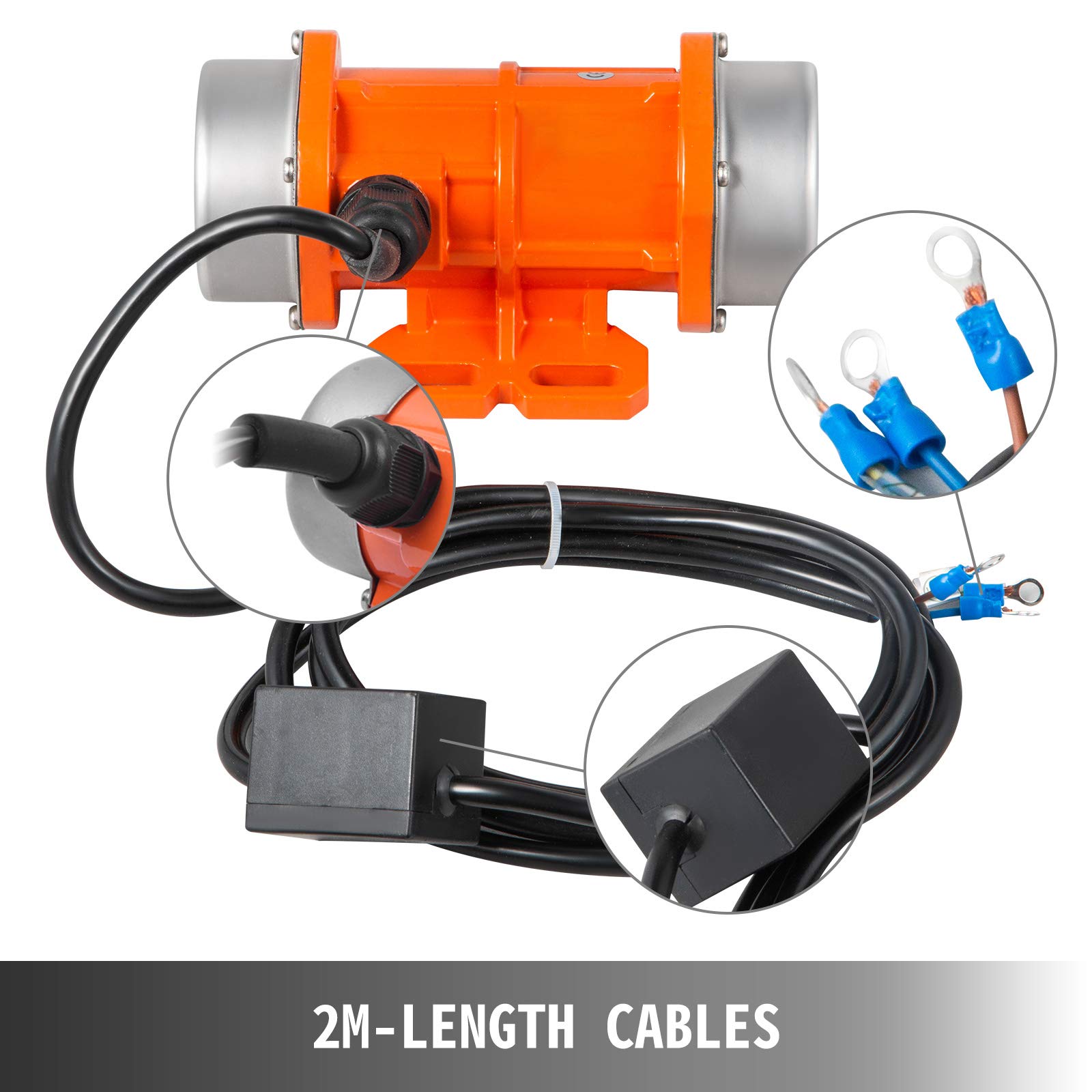 VEVOR Vibratore per Calcestruzzo, Motore a Vibrazione, 220V 50Hz 90W, Motore Monofase, 3000Rpm, Motore Vibrante, Motore Elettrico a Vibrazione per Calcestruzzo, Forza di Eccitazione Regolabile