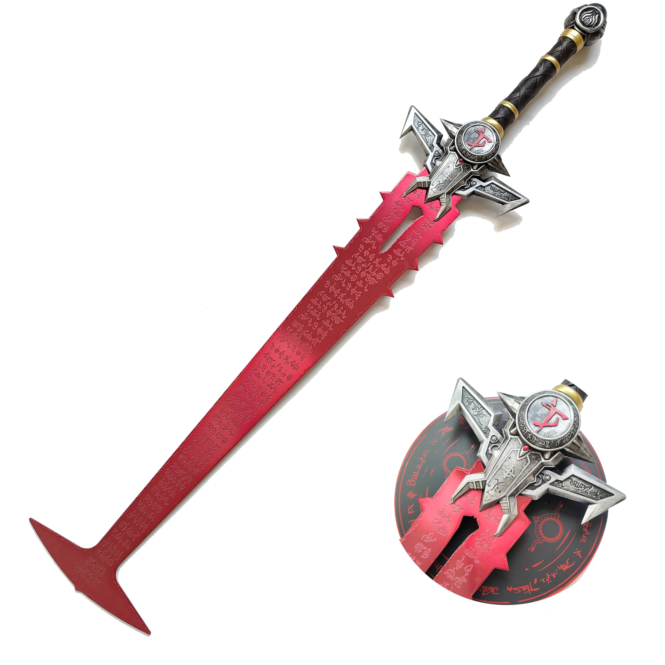Sword fort The Crucible Blade Sword Metal Replica with Display Stand – Stainless Steel 45", Available in Standard Edition & Upgraded Lightning Engraved Edition, for Cosplay, Collection & Display