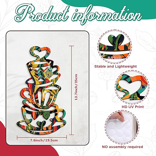 Miniatura 2 de VGICH Arte de pared de taza de café de 13.7 x 7.6 pulgadas, decoración de granja, accesorios de madera, cocina, arte, restaurante, bar, letrero