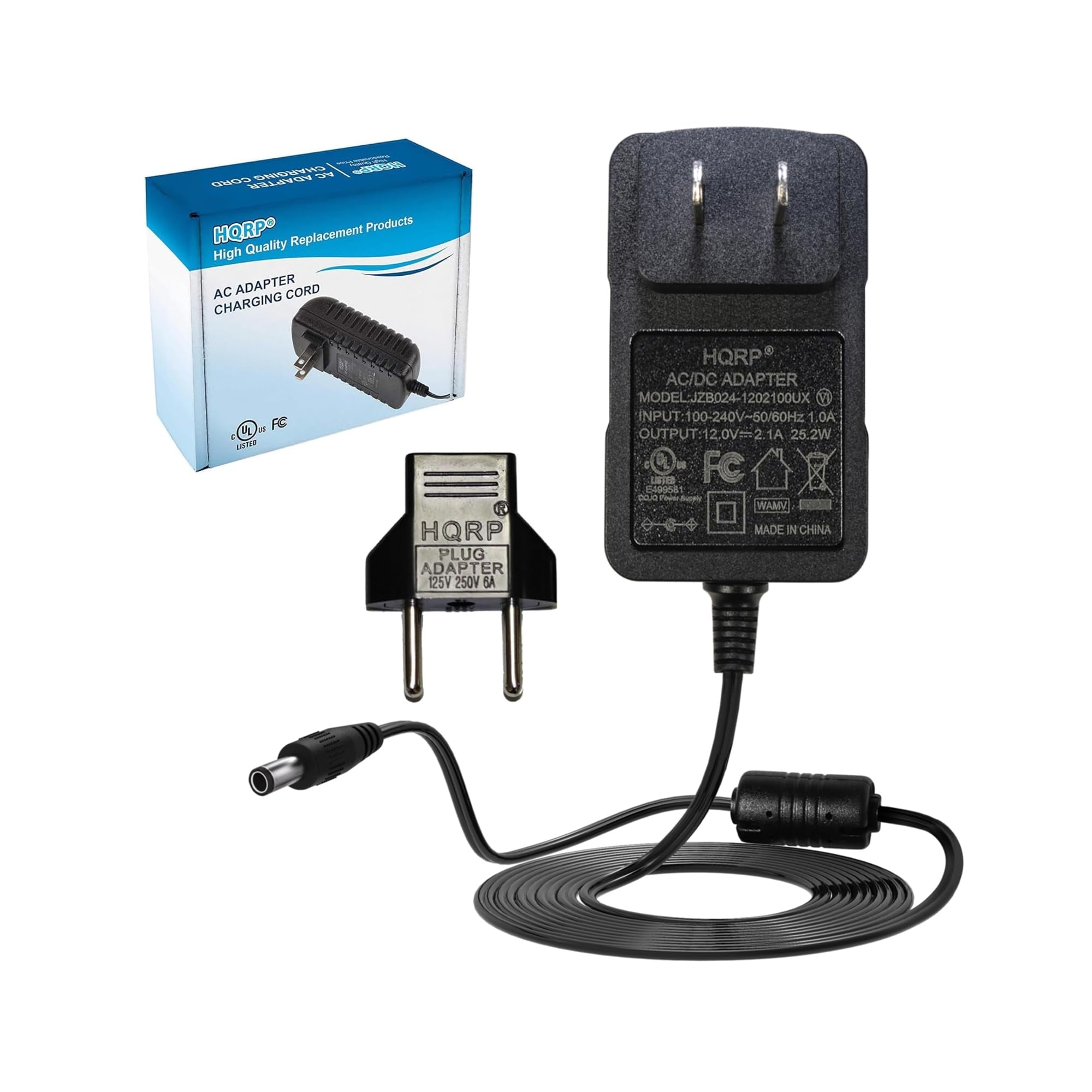 HQRP 12V AC Adapter Compatible with Shure BLX4, BLX88, BLX4R, GLXD6, UABiasT, PG4, PGX4, PGXD4, SLX4, SLX4L, P2T, FP33 Wireless Receiver Power Supply