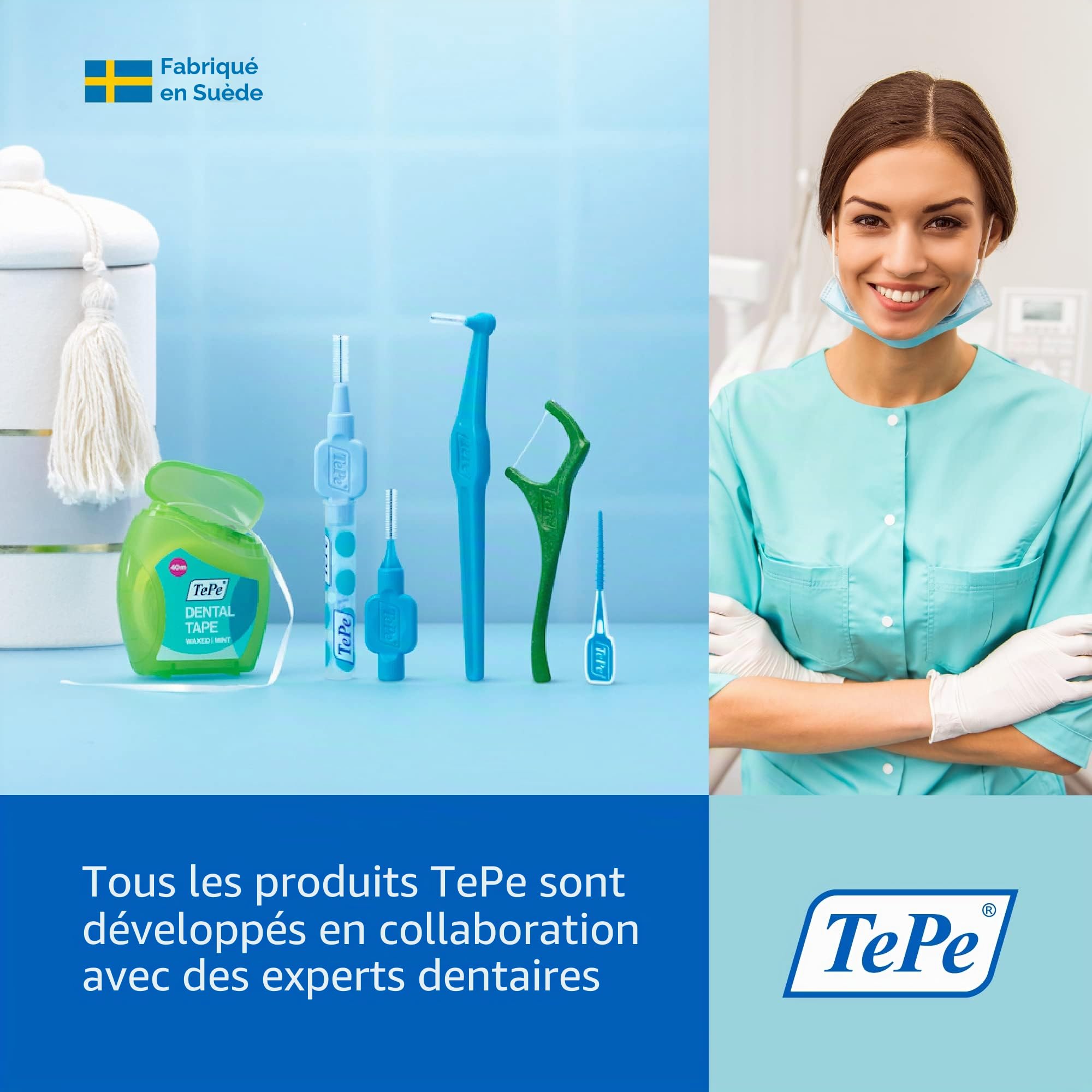 TEPE Lot de 25 brosses interdentaires angulaires pour le nettoyage des dents, 0,8 mm, grands espaces, vert, taille 5