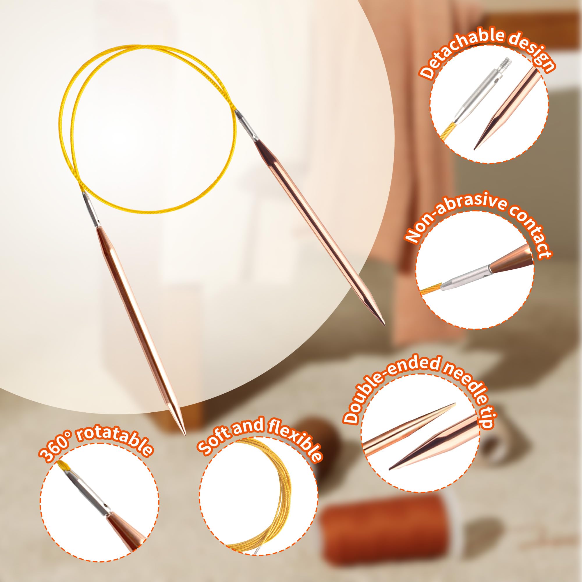 Set di Ferri Circolari Intercambiabili in Alluminio, 13 Paia di Ferri da Maglia 3-10 mm con 4 Cavi Regolabili 40-100 cm, Custodia e Accessori Completi per Principianti e Appassionati