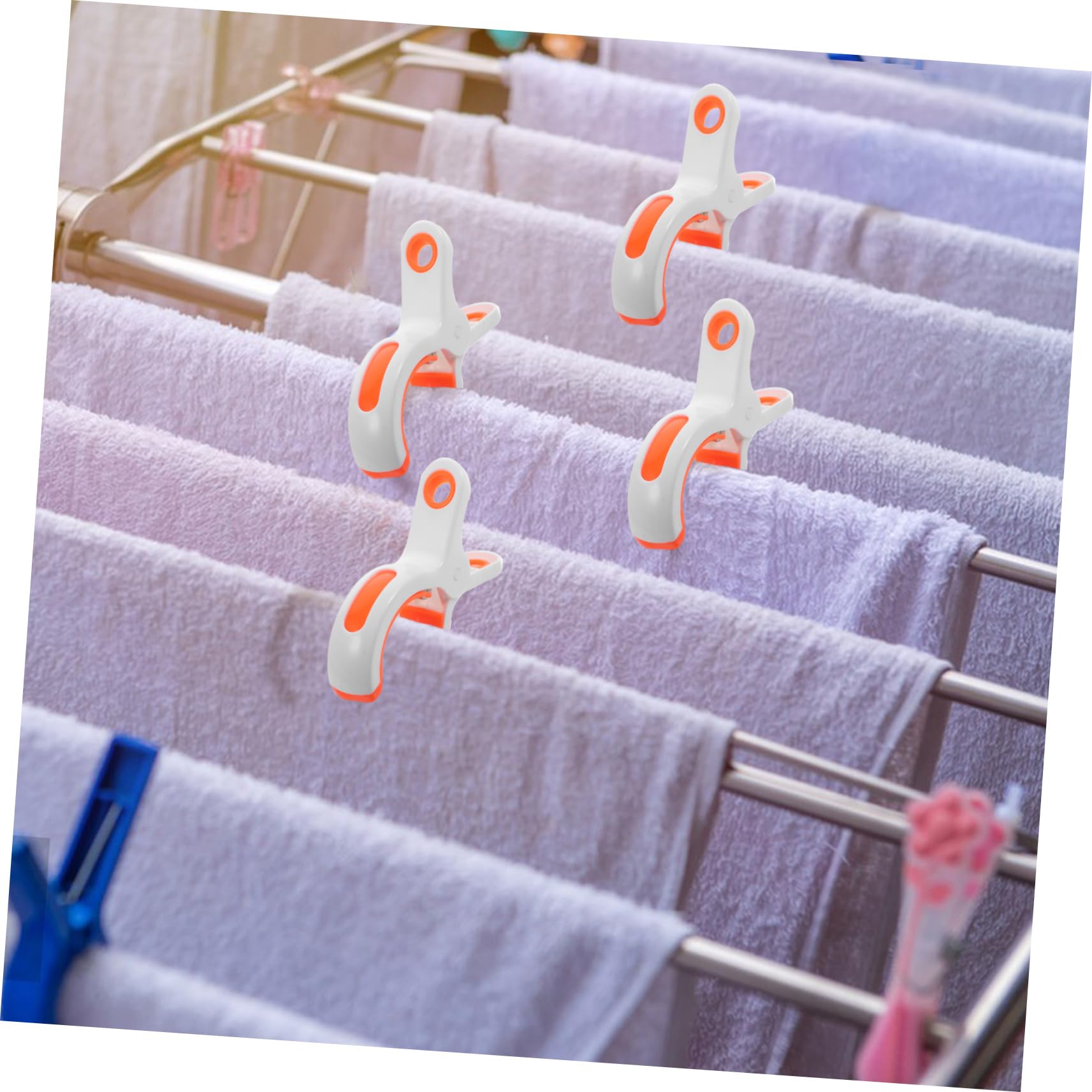 PRETYZOOM Lot de 12 Pinces à Serviettes en Plastique Abs Blanc pour Chaise Longue, Clips de Fixation Solides et Anti-Vent, Accessoires Portables pour Serviettes de Plage