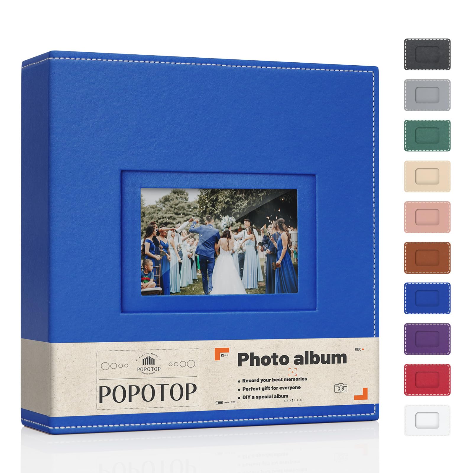 Popotop Album na zdjęcia 4 x 6, 300 kieszeni ze skórzaną okładką w twardej okładce, mały album na zdjęcia, książka z 50 stronami na podróż rodzinną, ślub, prezenty dla dzieci