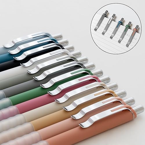 Miniatura 4 de Linbsunne Bolígrafos negros de punta media de 0.039 pulgadas con agarre súper suave para hombres y mujeres retráctiles (plata, 12 unidades)