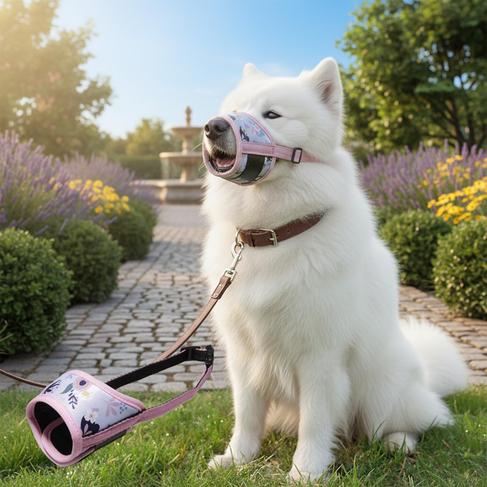 Dog Muzzle-Adjustable Soft Pet Muzzle,Breathable Mesh Mouth Cover,Anti-Bite&Fall Muzzles,for Small Medium Large Dogs(Pink)