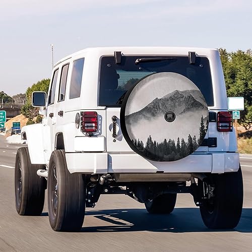 Miniatura 2 de Foggy Mountains - Cubierta de neumático de repuesto con orificio de cámara de respaldo, cubierta universal para neumáticos para Jeep remolque, RV,