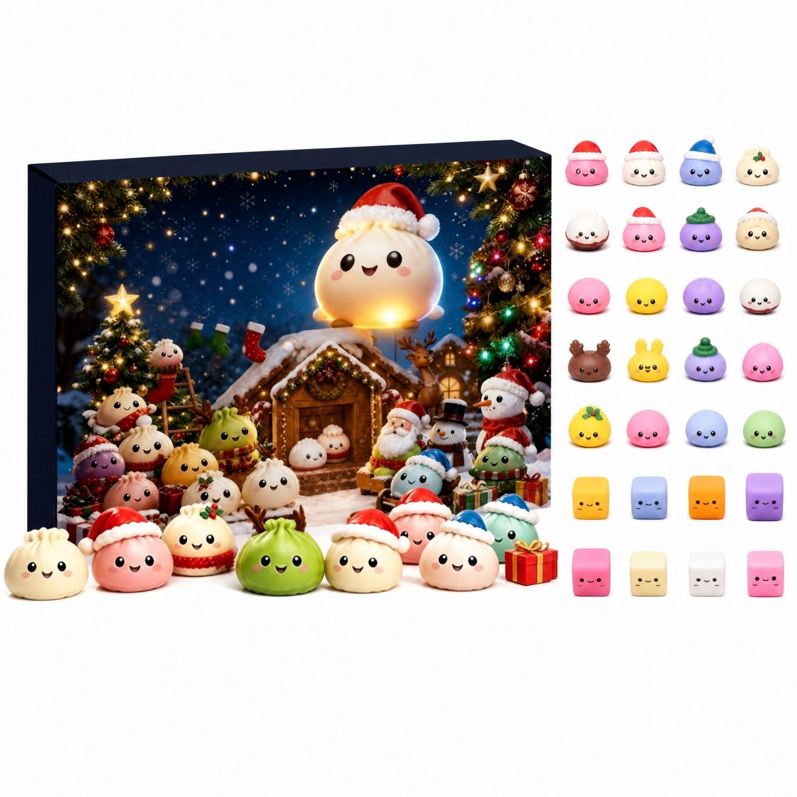 Christmas Squishies Advent Calendar 2026,24 Days Dumpling Squishies