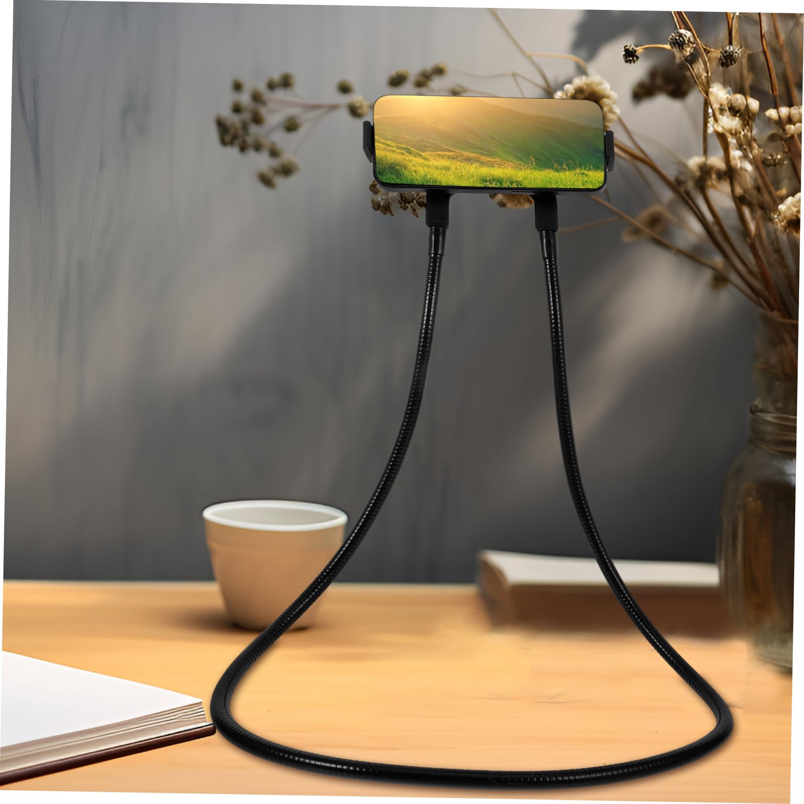 Soporte de Cuello para Teléfono y Tableta, Diseño para Colgar al Cuello, Estructura Estable en Abs y Metal, Adecuado para Sofá y Escritorio