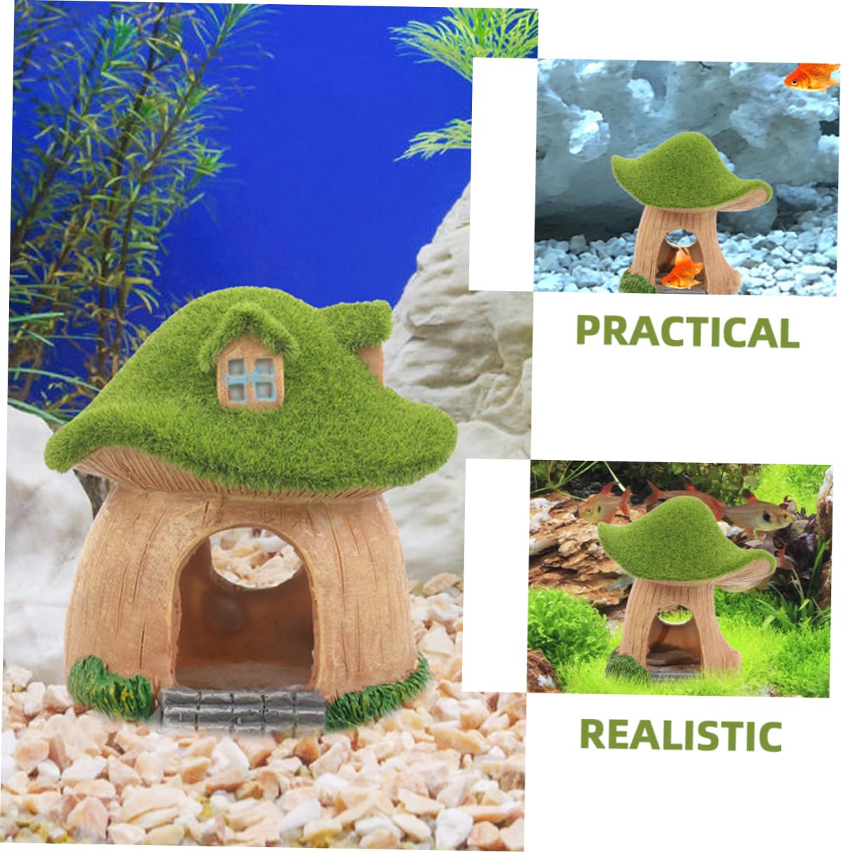 VANZACK 8piezas Casa De Hongos Acuáticos para Peces Refugio Decorativo De Acuario Ventanas Escondite Natural para Peceras Accesorios para Acuarios Peces y Crustáceos