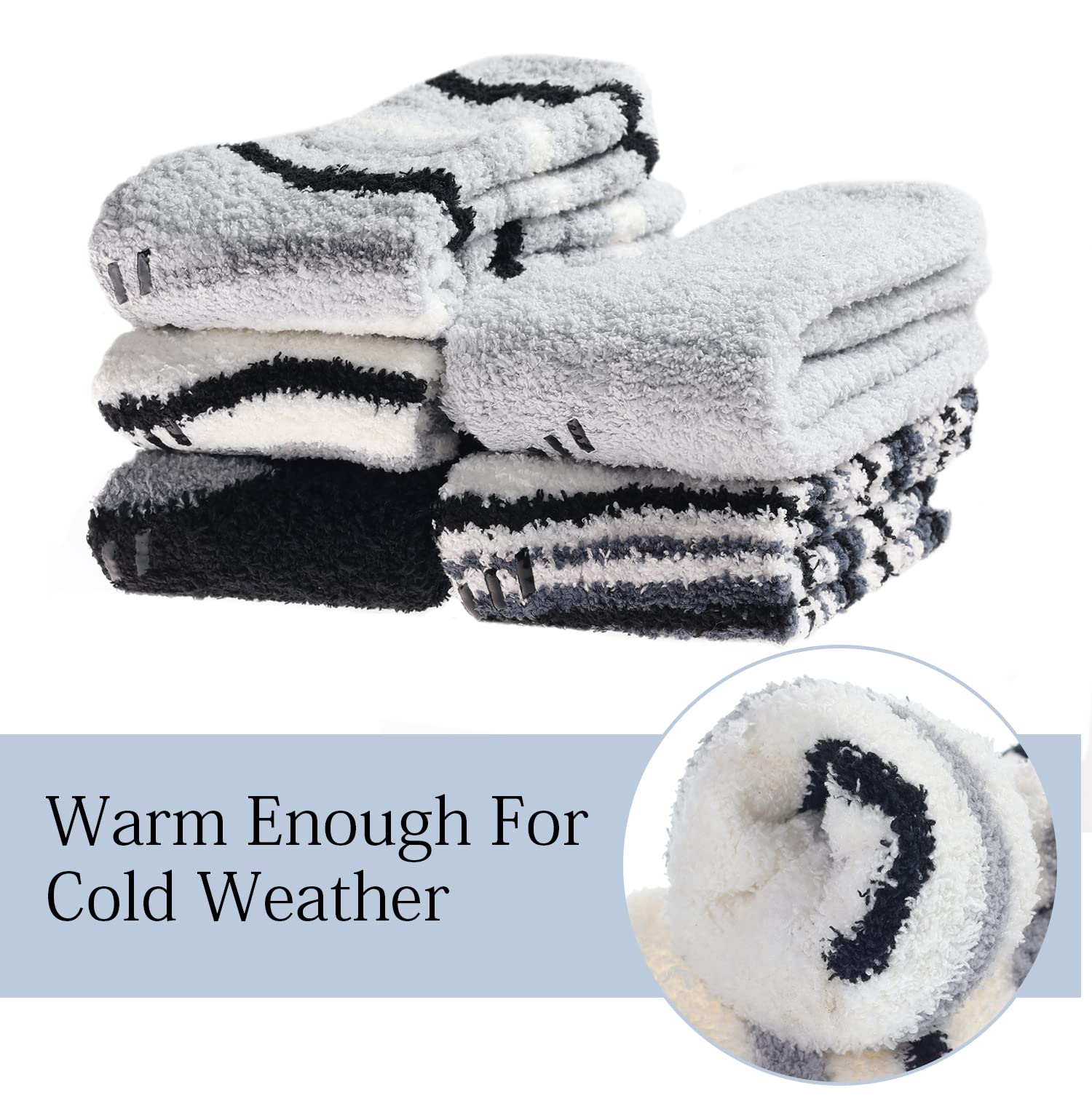 JaosWish Lot de 5 paires de chaussettes moelleuses pour homme - Confortables - Chaudes - Antidérapantes - En polaire - Pour dormir à la maison