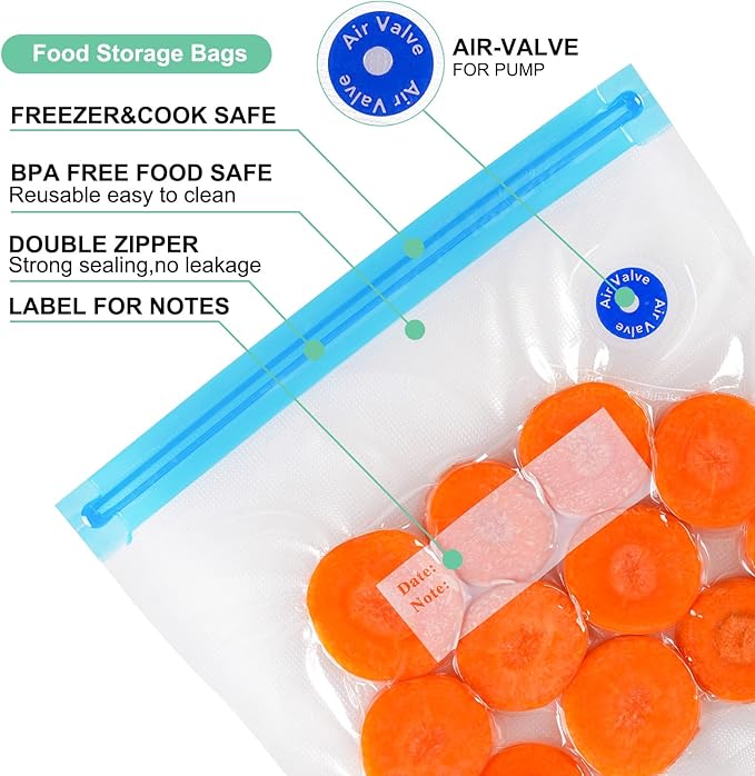 Bolsas al vacío reutilizables Higfra 8.5x8.5in 31 piezas miniatura 4