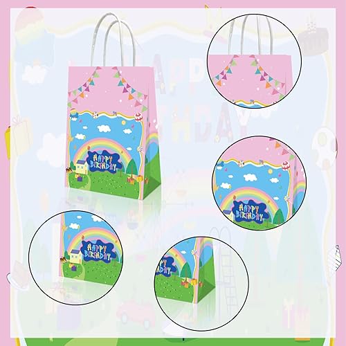 Miniatura 5 de YOOUUQIAN 20 piezas de dibujos animados de cerdo feliz cumpleaños, decoraciones de anime, cerdo rosa, bolsas de regalo para fiestas de cumpleaños