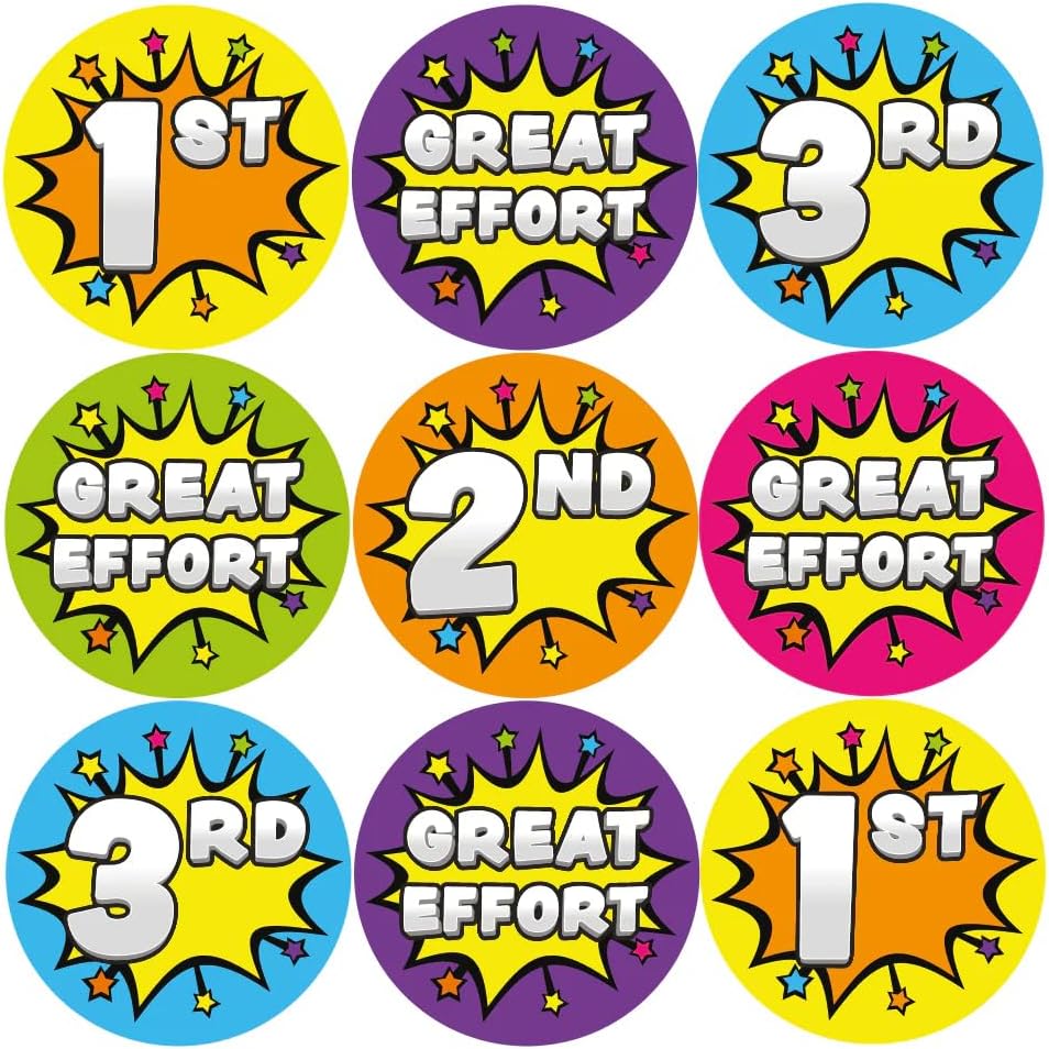 144 1st, 2nd, 3rd Place, Great Effort Sports Day Reward Stickers For ...
