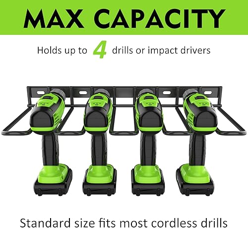 Miniatura 4 de ENONCI Paquete de 2 Organizadores de Herramientas Eléctricas de Montaje en Pared, Soporte de Taladro Grueso y Resistente, Organizador y Estante de