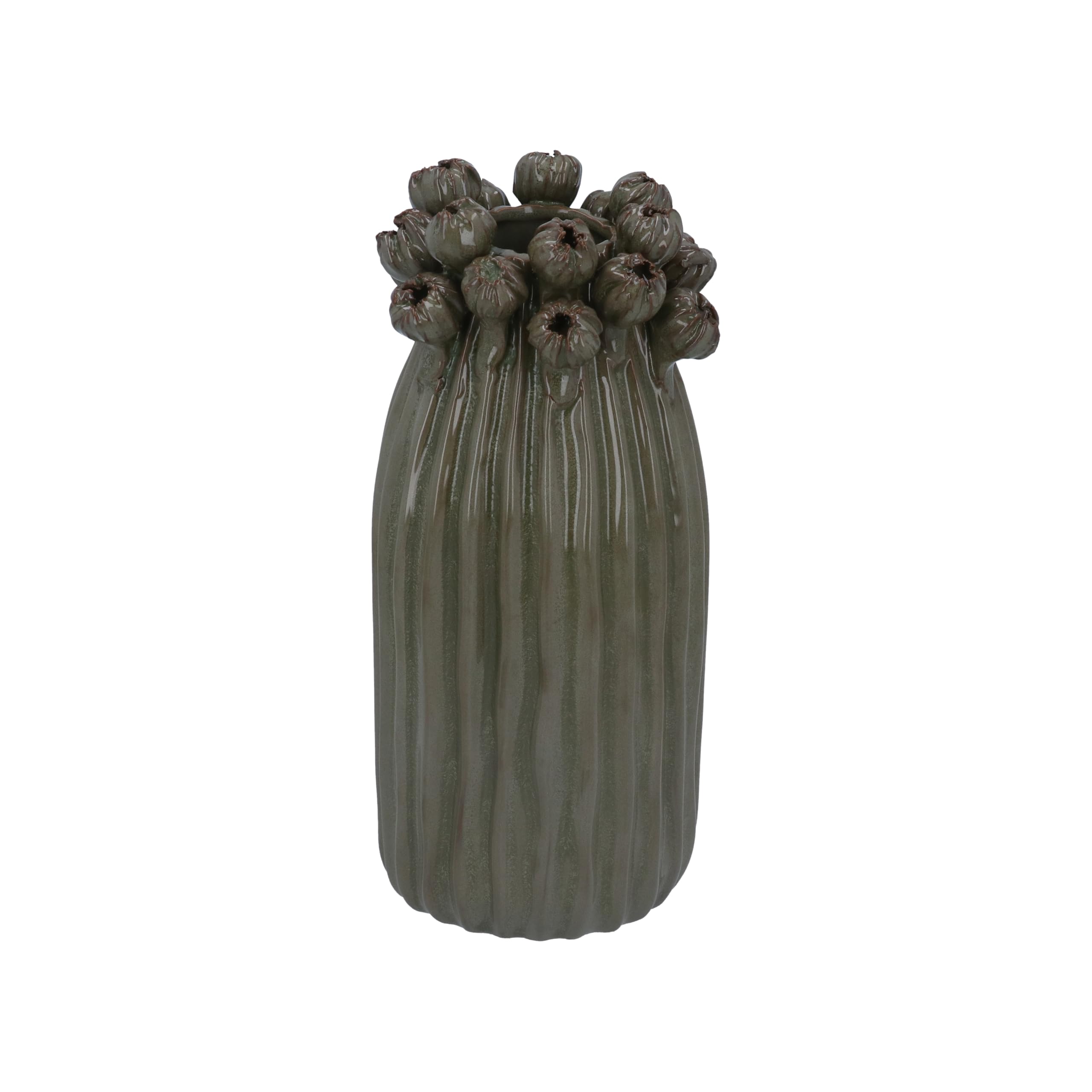Gisela Graham Green Seed Head Decorative Vase, Stoneware, Large