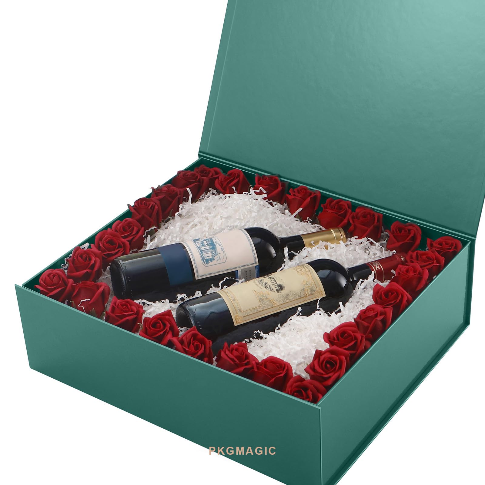 PKGMAGIC 3 grandi scatole regalo verdi, 43,2 x 36,8 x 14 cm, grandi scatole regalo vuote, con coperchio magnetico, per feste, matrimoni, compleanni, festa del papà