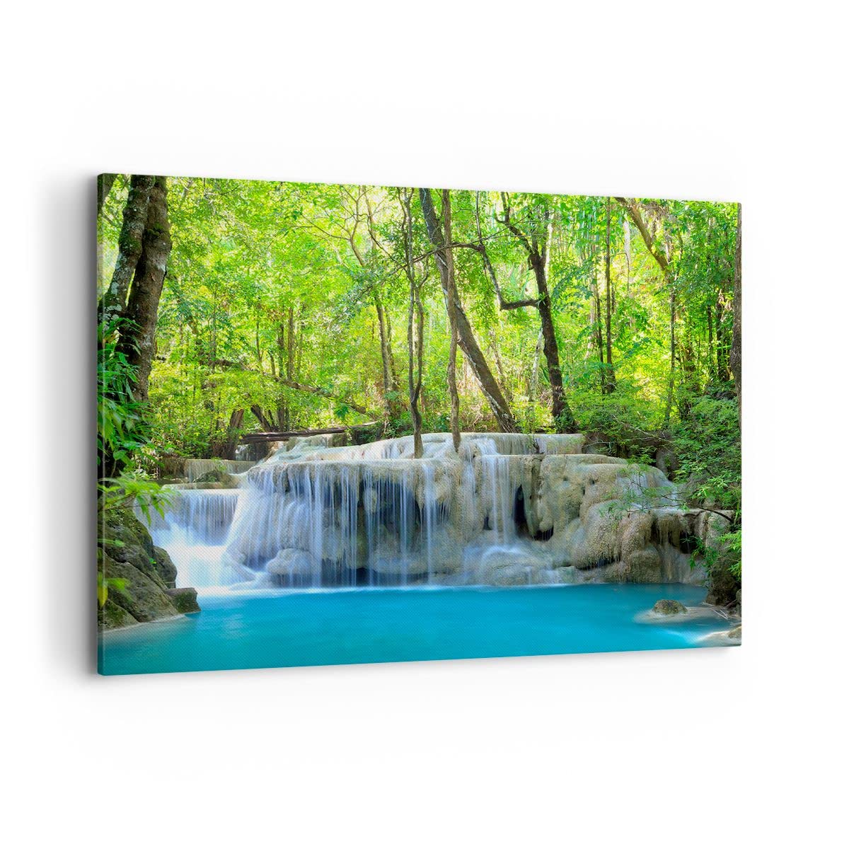Lienzos decorativos 100x70cm Cuadro Sobre Lienzo Moderno Cascada bosque medio ambiente Grande Dormitorio Cocina Cuadros Pared Imágenes Cuadros Decoracion Salon Wall Art Prints Decor AA100x70-2664