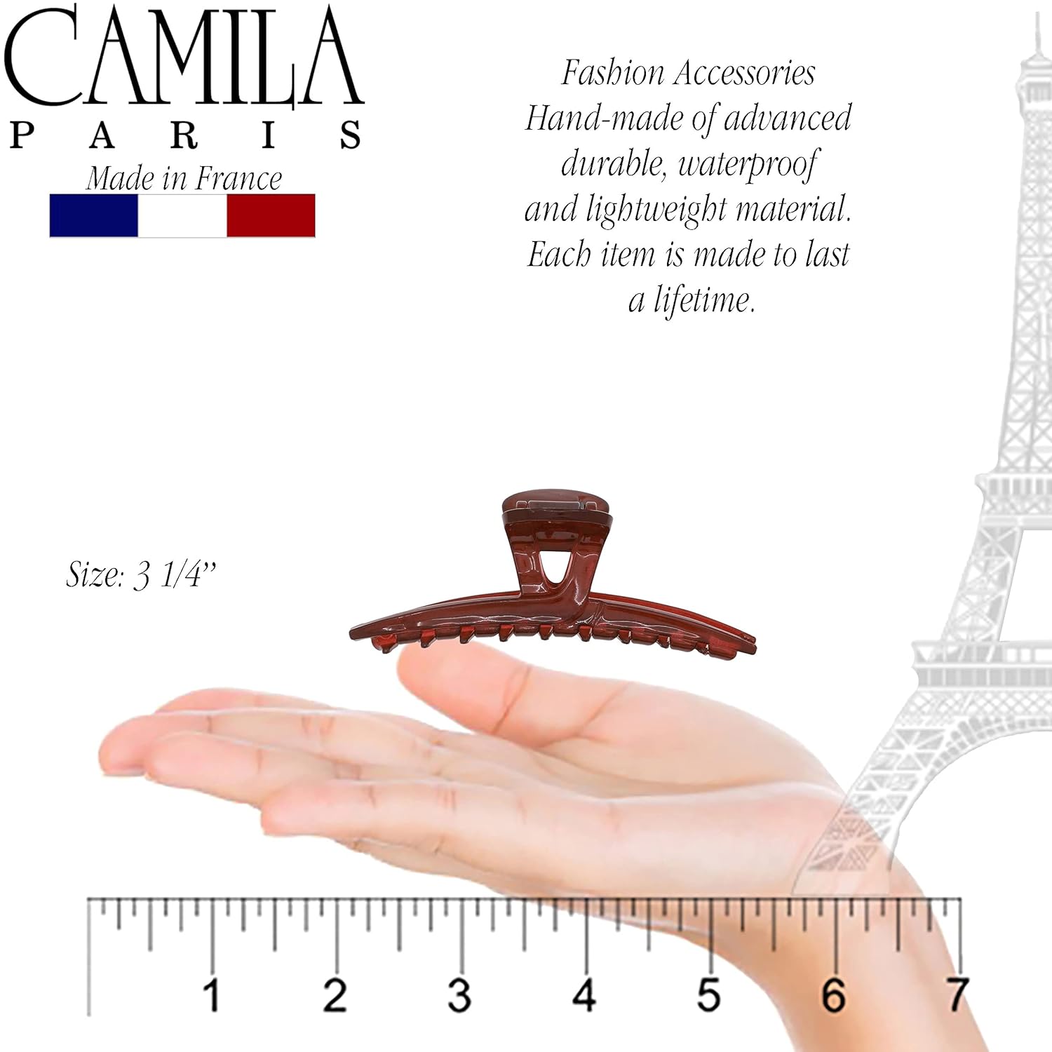 Camila Paris CP3228 French Hair Clip for Women, Narrow, Strong Hold Grip Double Teeth Girls Hair Claw Clips Jaw, Fashion Durable Styling Hair Accessories for Women, Made in France - Image 3