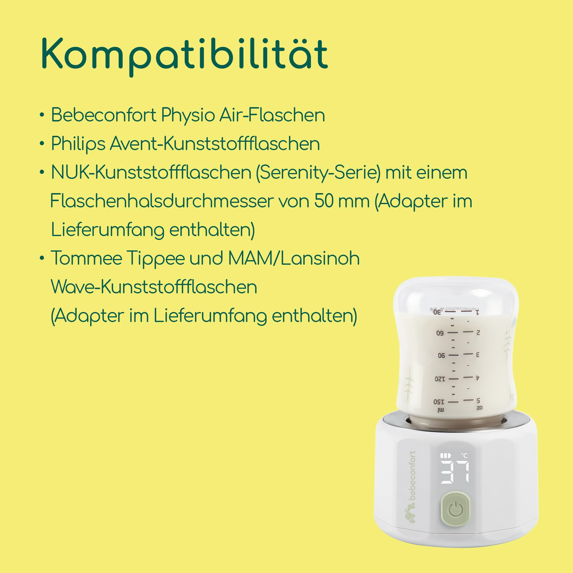 Bebeconfort Digitaler Kompaktflaschenwärmer, Flaschenwärmer baby für unterwegs, kompakt L6,5 x B6,5 x H8 cm, leicht im Gewicht (280 Gramm), digitale Anzeige, langlebiger Akku, Temperaturregelung