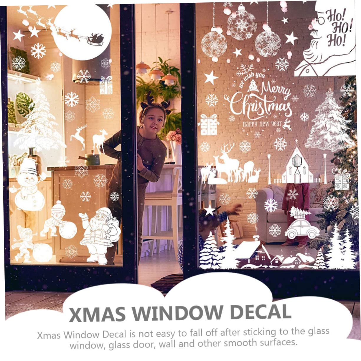 PRETYZOOM 45 Blatt Weihnachtsaufkleber Schneeflocke Wandtattoo abnehmbare Wandaufkleber weihnachtsdeko Weihnachtssticker Wasserfeste Aufkleber Dekoration für Weihnachtsfeiern Fenster Zubehör