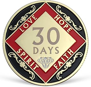 30 Days NA Medallion 1 Month Recovery Chip for NA AA 12 Step Narcotics Anonymous Coin Anniversary Token Clean and Sober Gifts for Men Women Celebrating Sobriety and Addiction Recovery