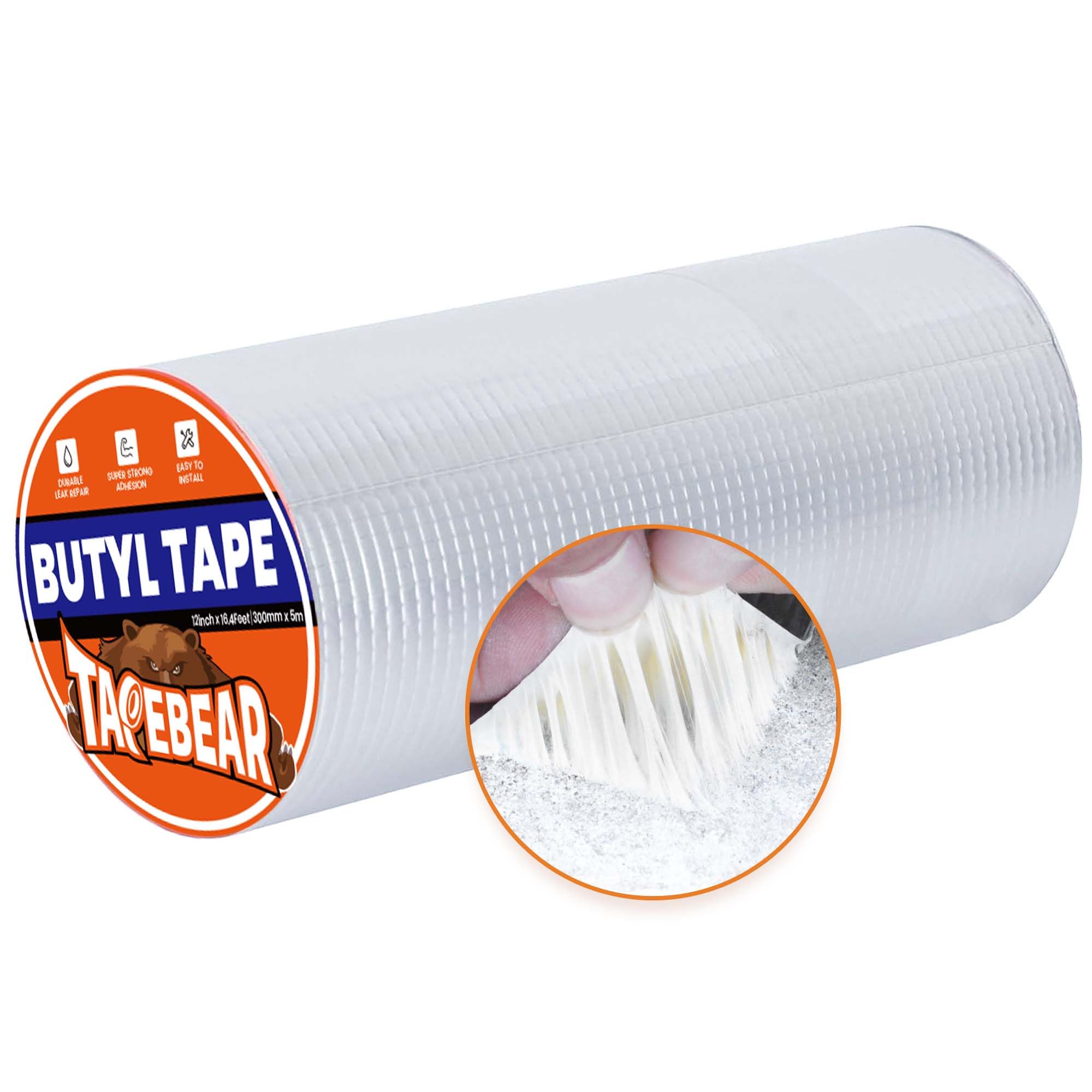 TAPEBEAR Aluminiowa taśma butylowa 300 mm x 5 m, wodoodporna, do dachu, okien, rur, silikonu, EPDM, napraw, na zewnątrz