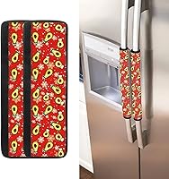 Vista 1 de Juego de 2 fundas para manija de puerta de refrigerador con estampado de copos de nieve de aguacate, protector de manija de puerta de cocina lavable