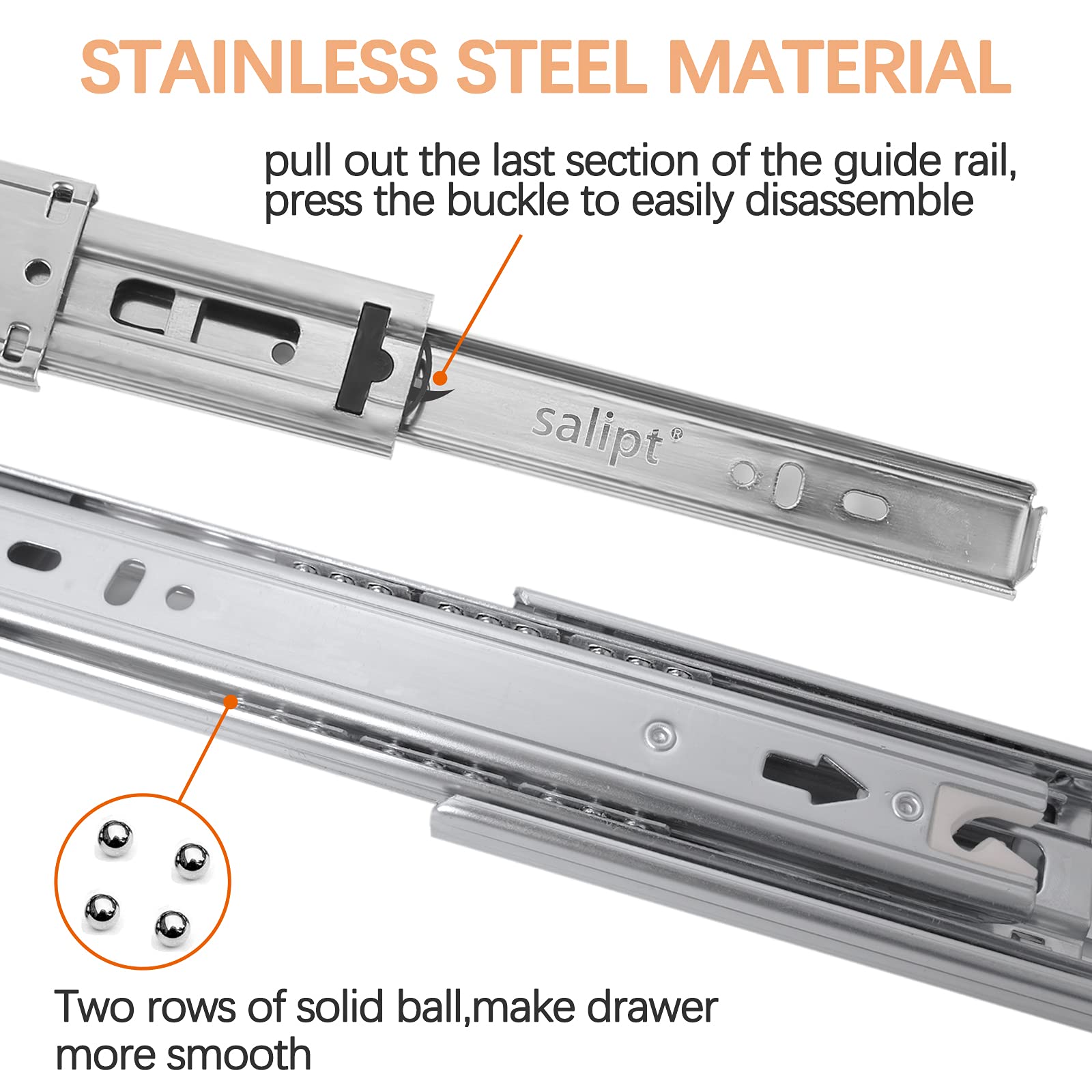 Soft Close Drawer Slides,Drawer Slides 22 inch,6 Pairs Drawer Slides,Full Extension Ball
